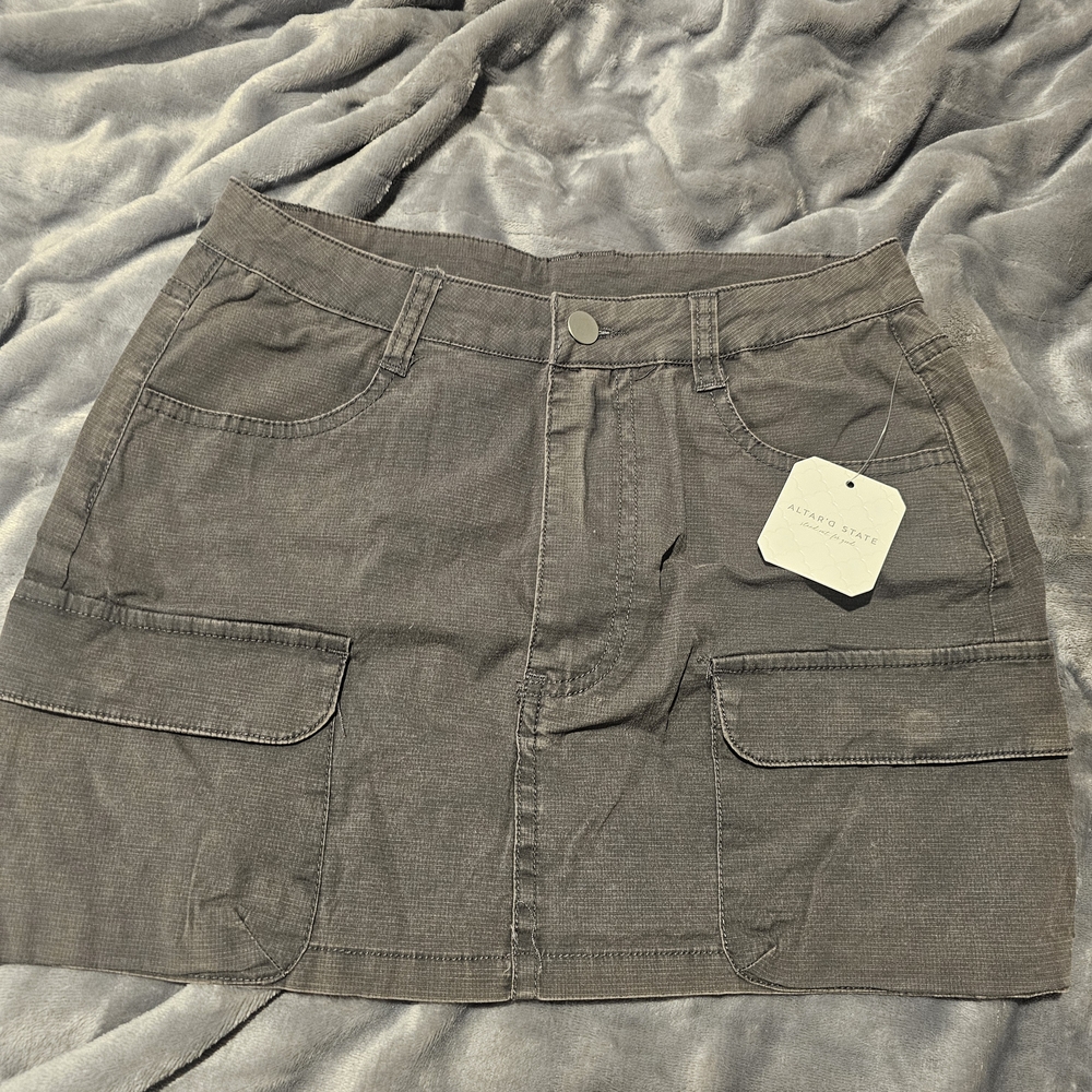 Altar'd State Gray Cargo Mini Skirt